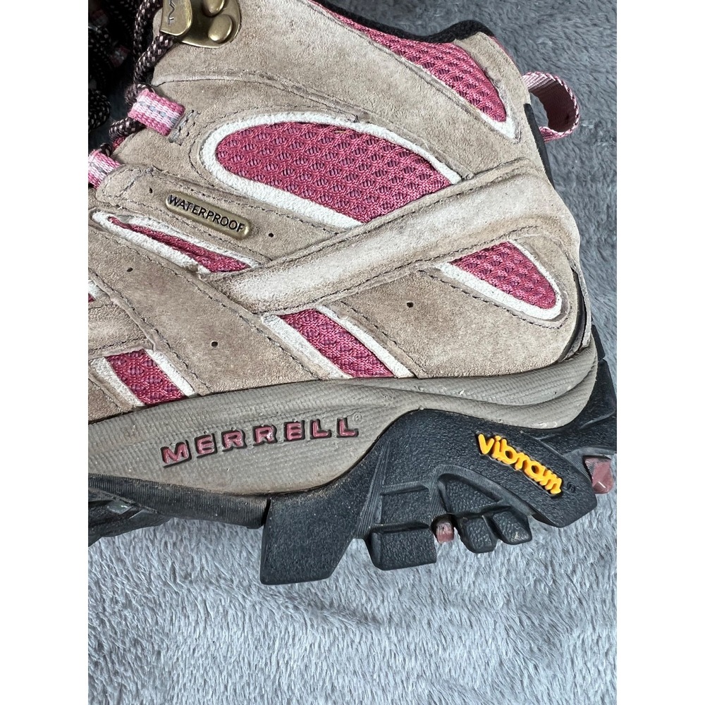 Merrell Moab 2 Mid Waterproof Hiking Boot Womens 9 Boulder/Blush #J06052 - Picture 7 of 9
